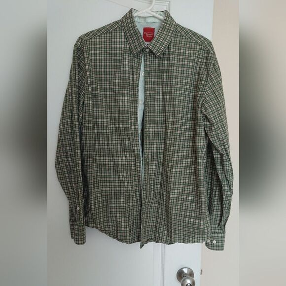 Penguin green/orange Plaid Slim Fit Long Sleeve Shirt Size 16 34/35 - Picture 1 of 11